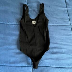 Colsie Black Ribbed Bodysuit